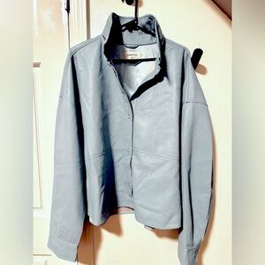 Babaton Women's Baby Blue Leather Jacket